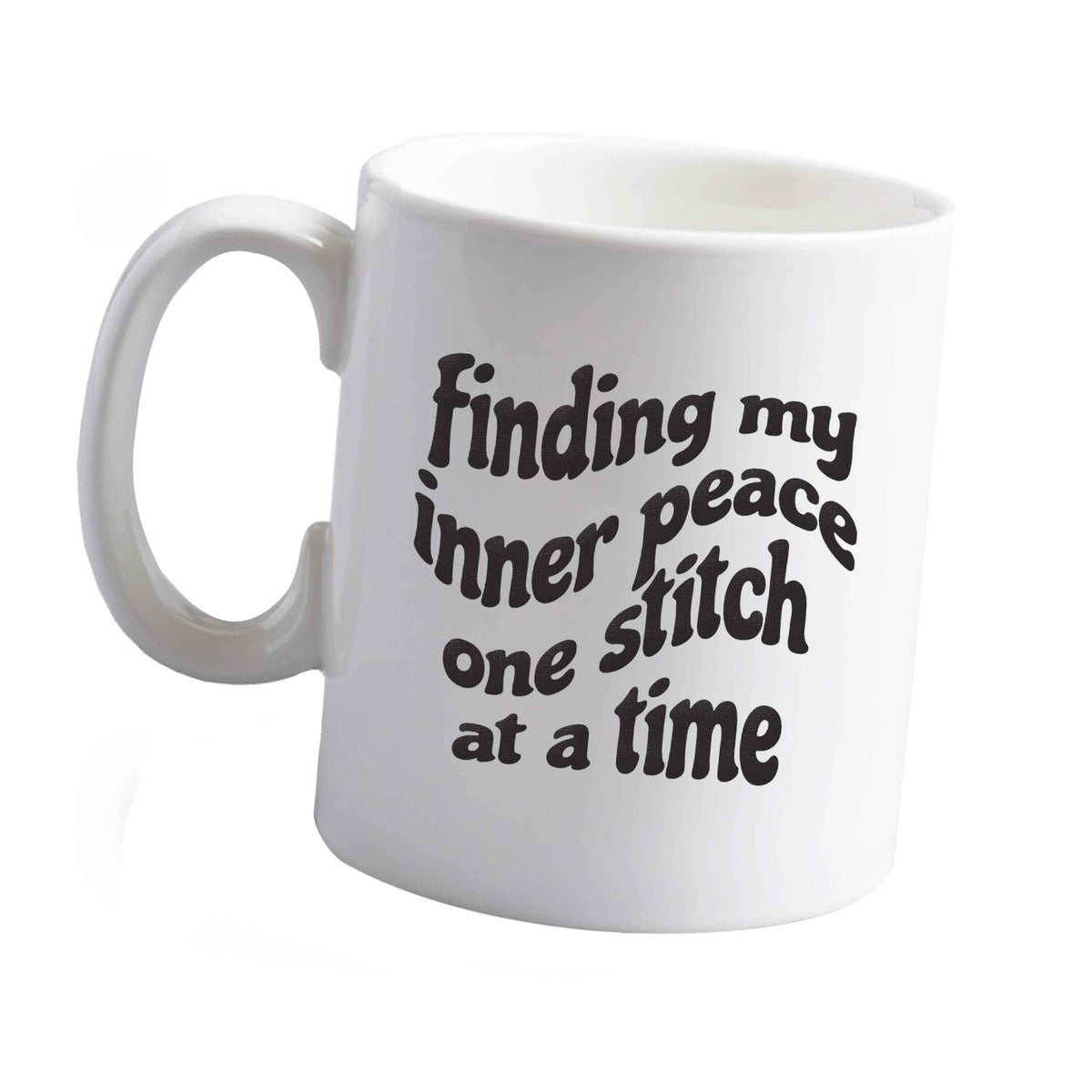 10 oz Finding My Inner Peace One Stitch at a Time ceramic mug left sided
