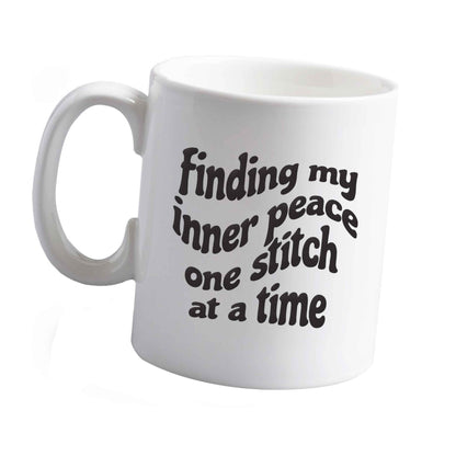 10 oz Finding My Inner Peace One Stitch at a Time ceramic mug left sided