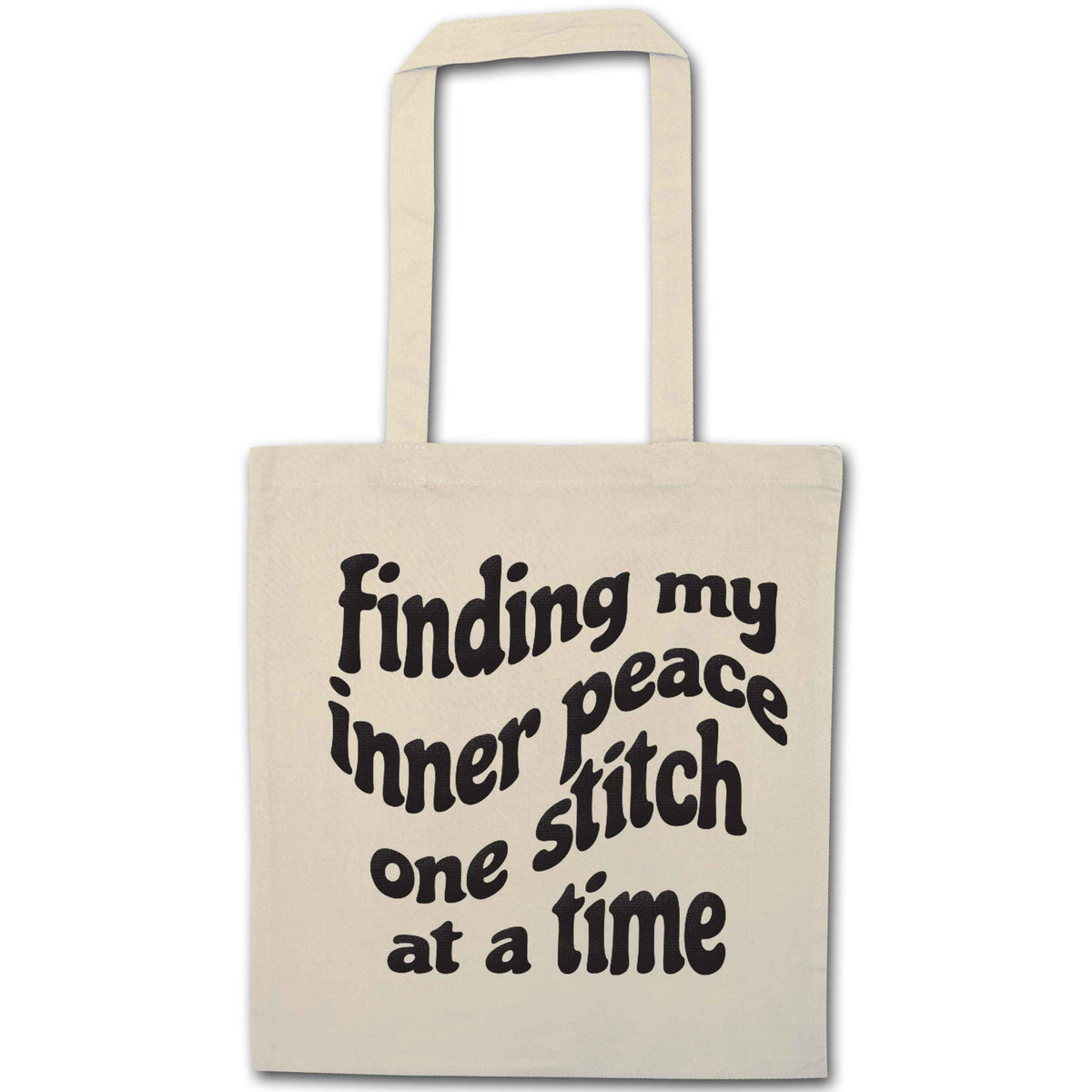 Finding My Inner Peace One Stitch at a Time natural tote bag