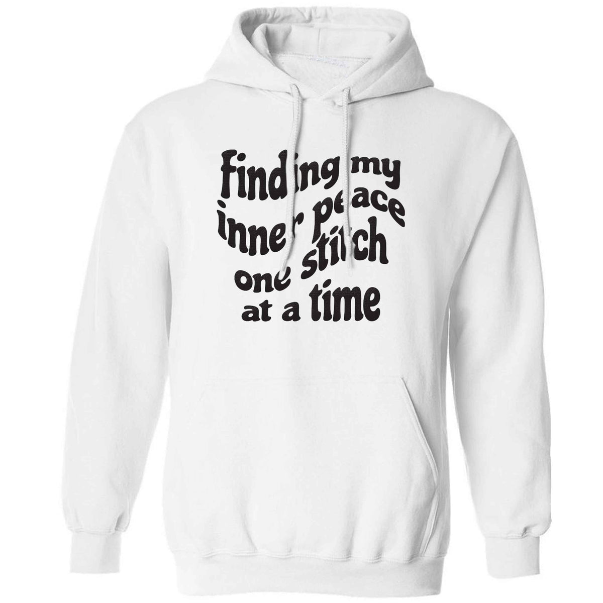 Finding My Inner Peace One Stitch at a Time adults unisex white hoodie 2XL