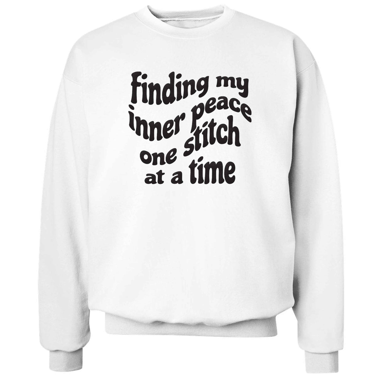 Finding My Inner Peace One Stitch at a Time adult's unisex white sweater 2XL