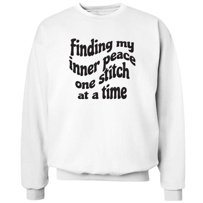 Finding My Inner Peace One Stitch at a Time adult's unisex white sweater 2XL