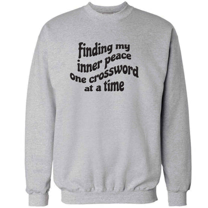 Finding My Inner Peace One Crossword at a Time adult's unisex grey sweater 2XL