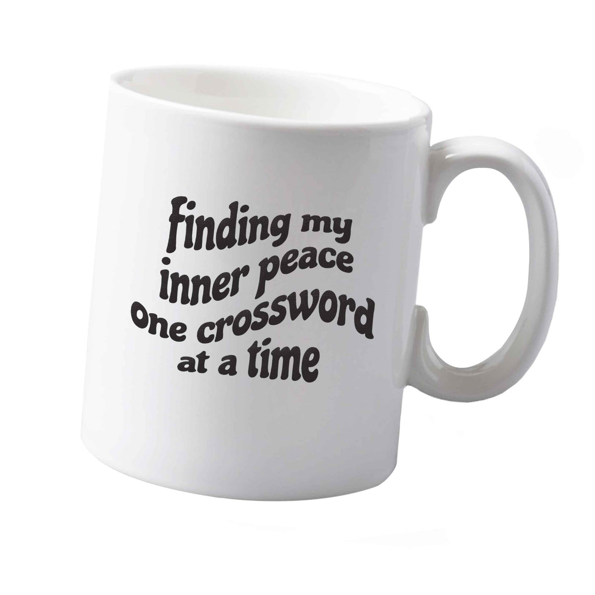 10 oz Finding My Inner Peace One Crossword at a Time ceramic mug right handed