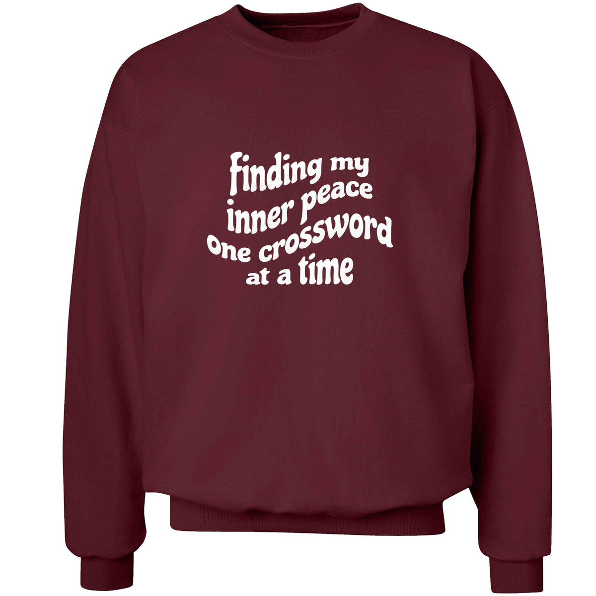 Finding My Inner Peace One Crossword at a Time adult's unisex maroon sweater 2XL