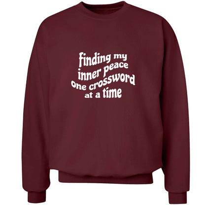 Finding My Inner Peace One Crossword at a Time adult's unisex maroon sweater 2XL