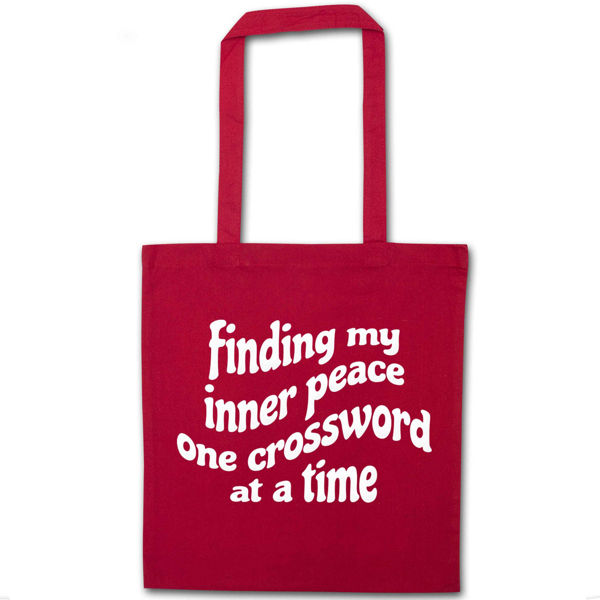 Finding My Inner Peace One Crossword at a Time red tote bag