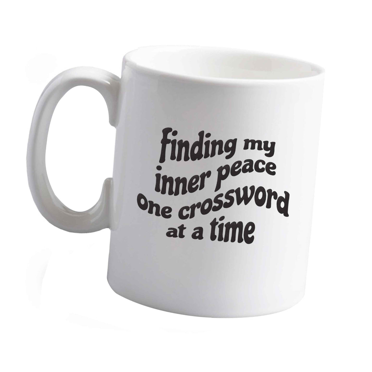 10 oz Finding My Inner Peace One Crossword at a Time ceramic mug left sided