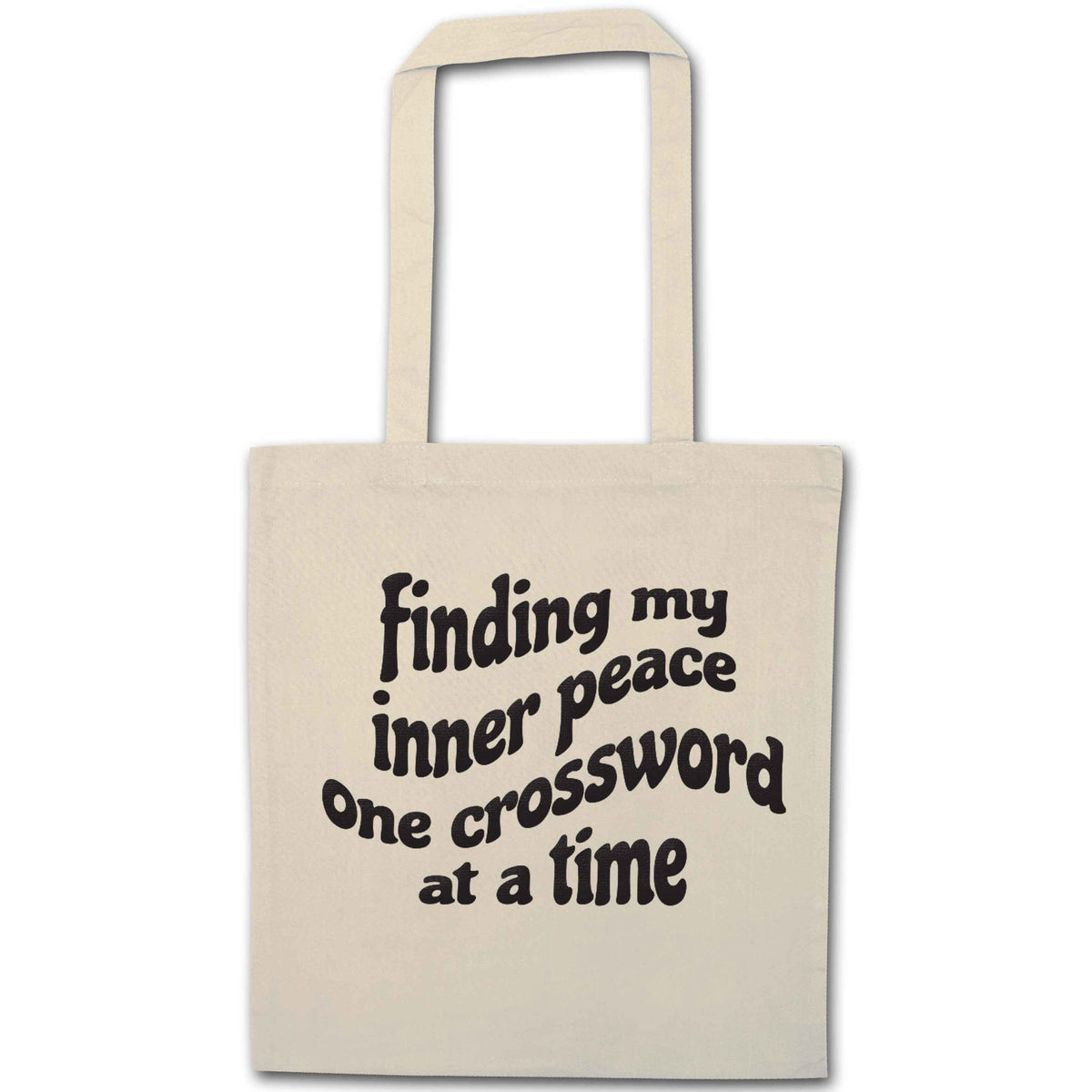 Finding My Inner Peace One Crossword at a Time natural tote bag
