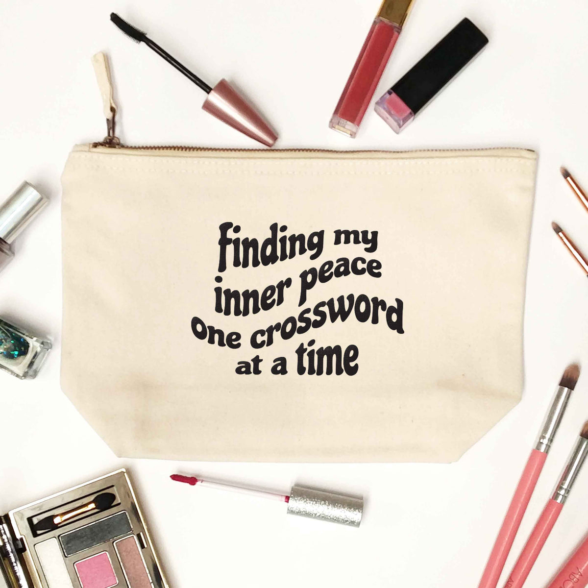 Finding My Inner Peace One Crossword at a Time natural makeup bag