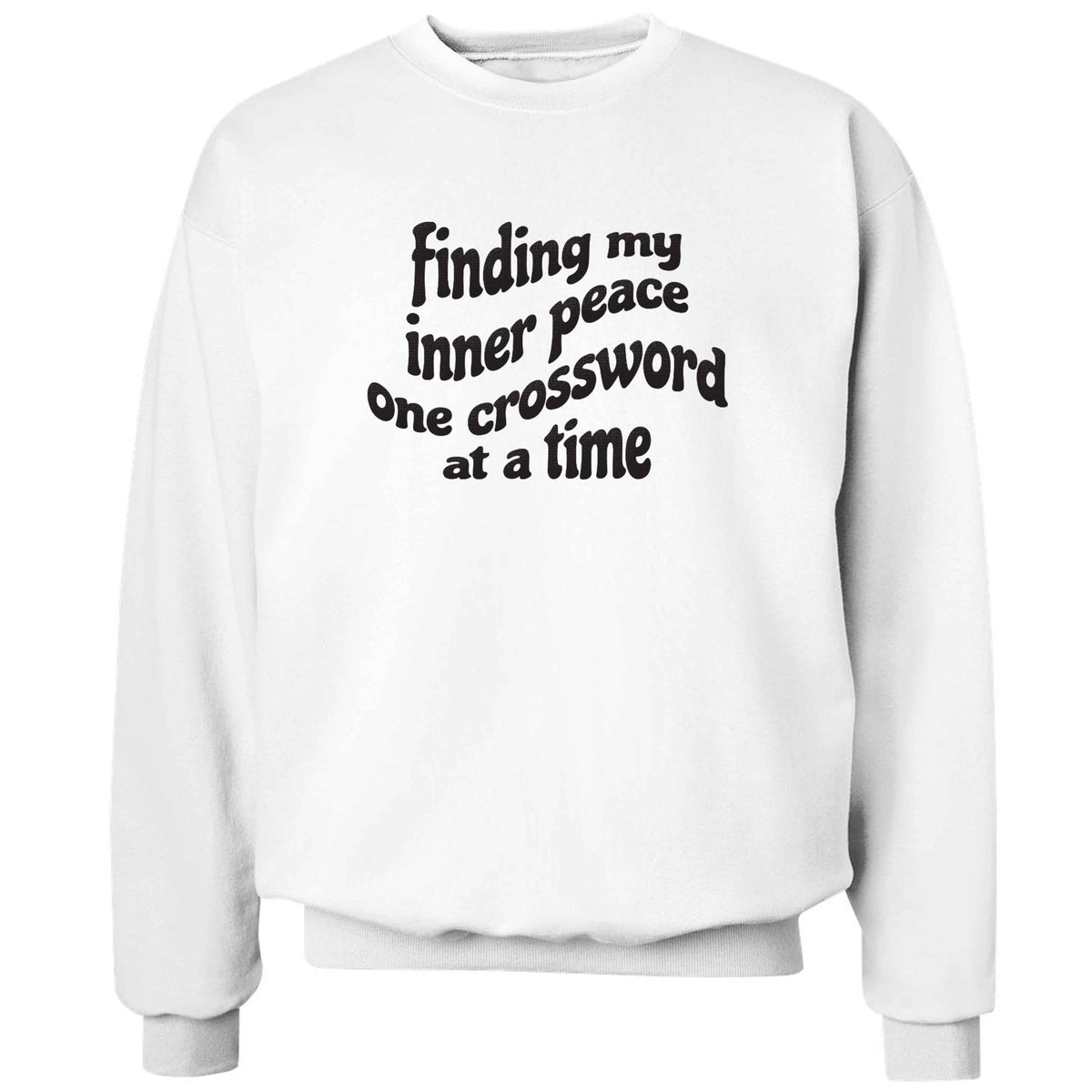 Finding My Inner Peace One Crossword at a Time adult's unisex white sweater 2XL