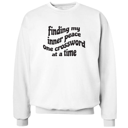 Finding My Inner Peace One Crossword at a Time adult's unisex white sweater 2XL