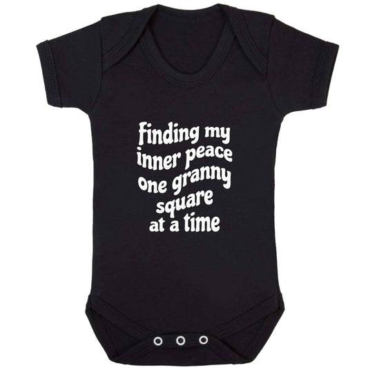 Finding My Inner Peace One Granny Square at a Time baby bodysuit black 18-24 months
