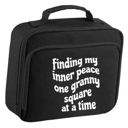 Finding My Inner Peace One Granny Square at a Time insulated black lunch bag cooler
