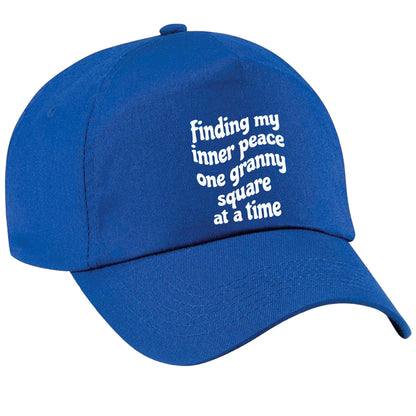 Finding My Inner Peace One Granny Square at a Time blue peak cap