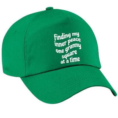 Finding My Inner Peace One Granny Square at a Time green peak cap