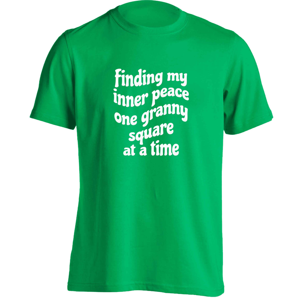 Finding My Inner Peace One Granny Square at a Time adults unisex green Tshirt 2XL
