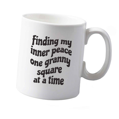 10 oz Finding My Inner Peace One Granny Square at a Time ceramic mug right handed