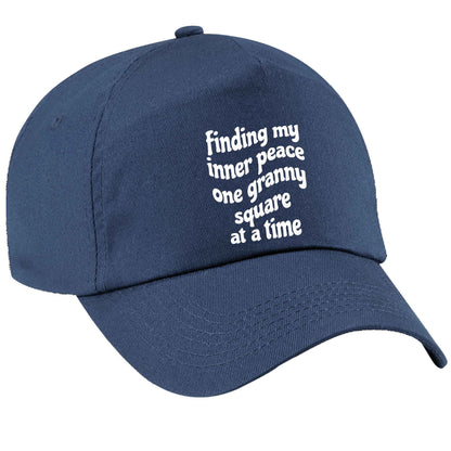 Finding My Inner Peace One Granny Square at a Time navy peak cap