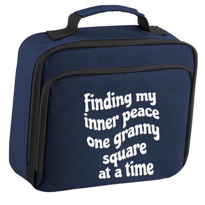 Finding My Inner Peace One Granny Square at a Time insulated navy lunch bag cooler