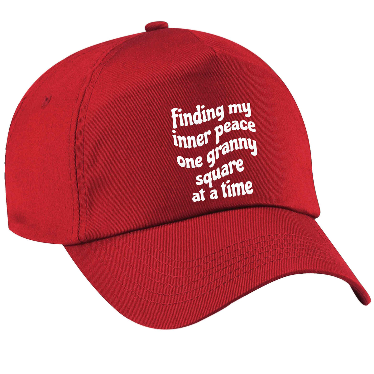 Finding My Inner Peace One Granny Square at a Time red peak cap
