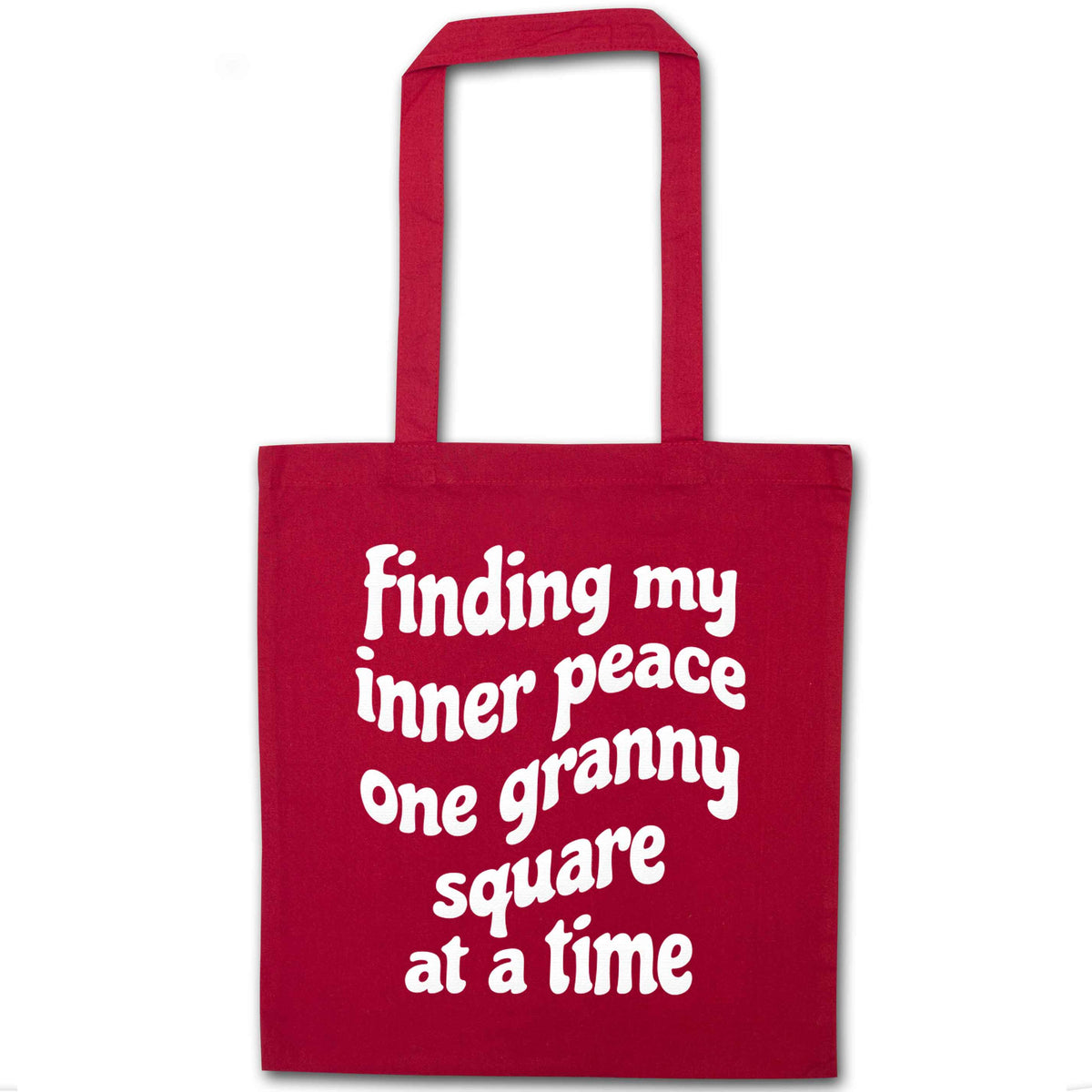 Finding My Inner Peace One Granny Square at a Time red tote bag
