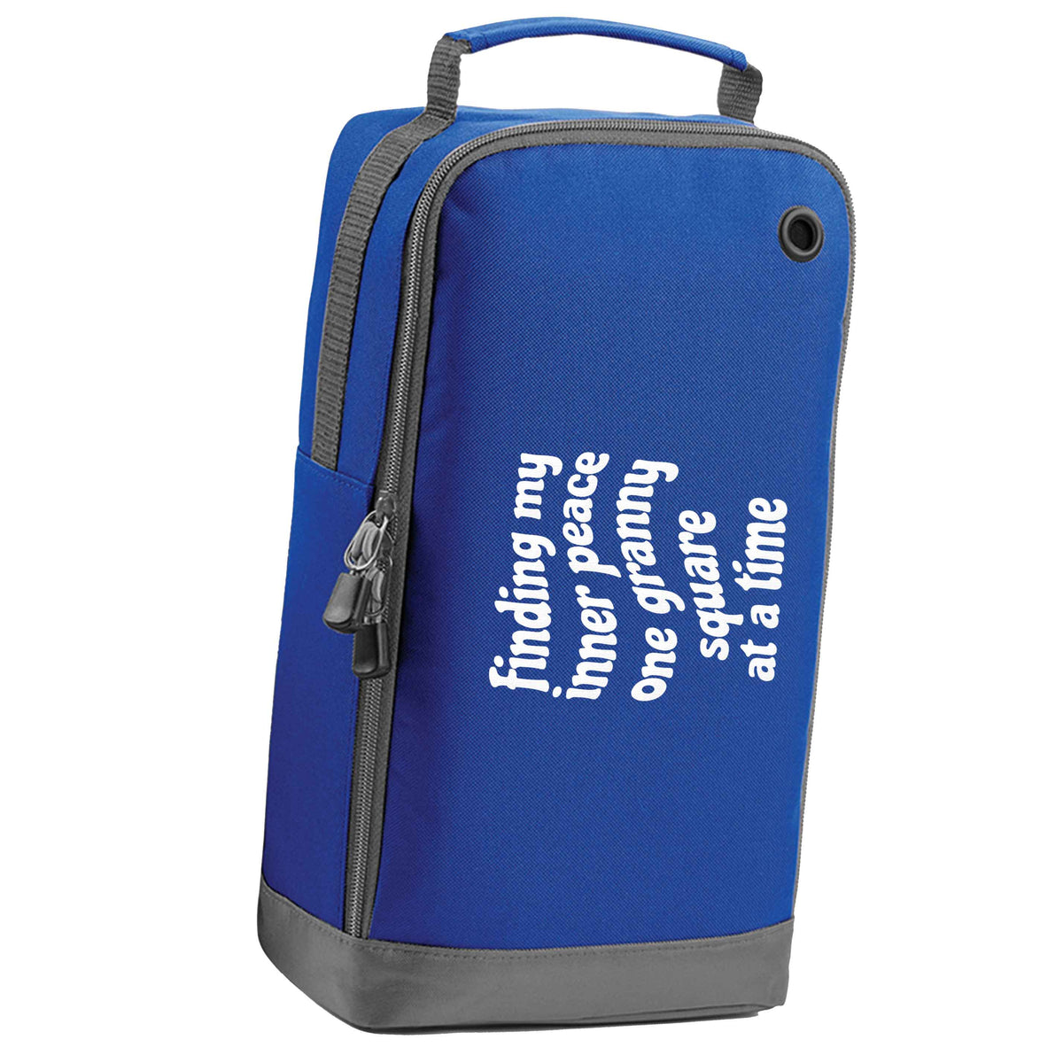 Finding My Inner Peace One Granny Square at a Time blue sports shoe bag horizontal print