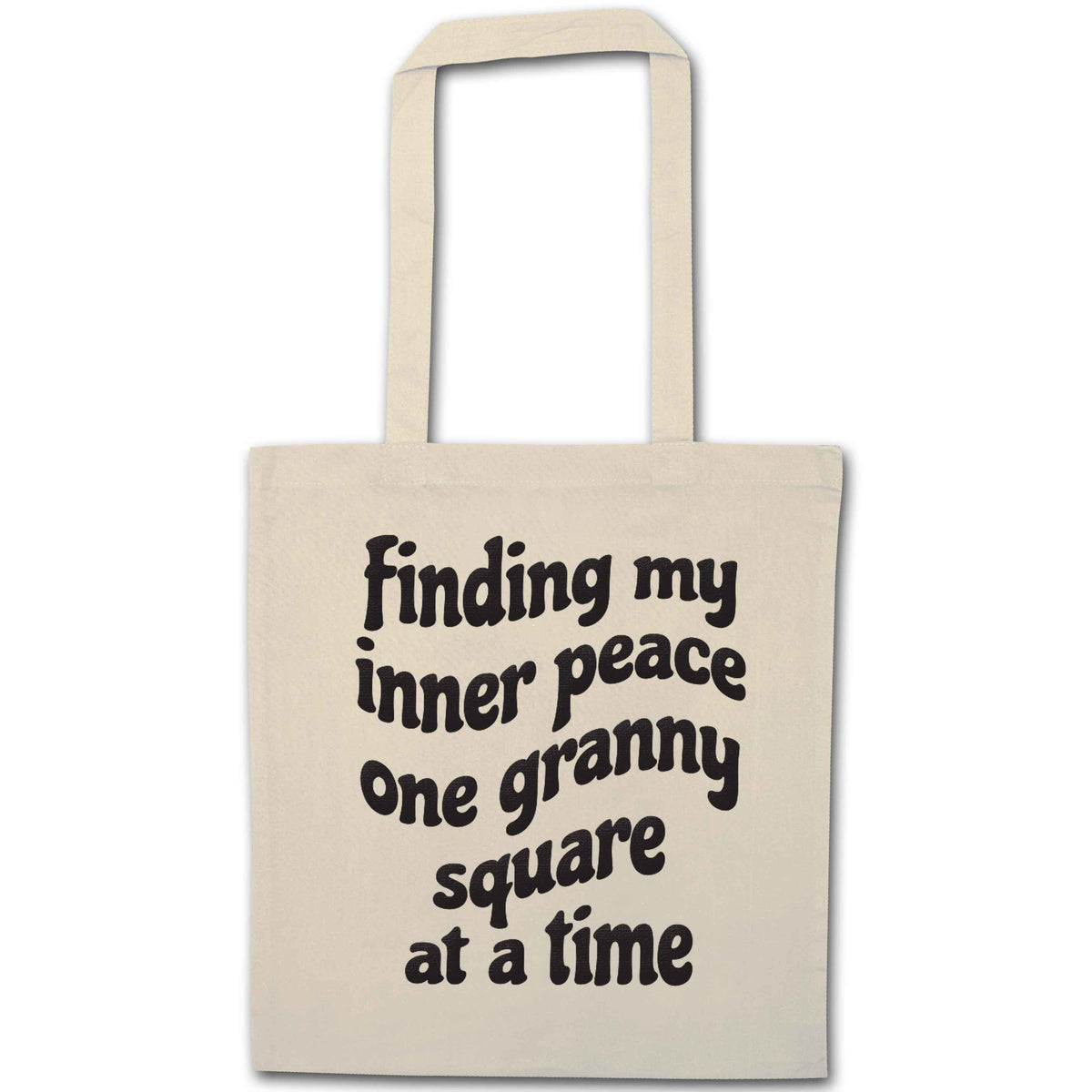 Finding My Inner Peace One Granny Square at a Time natural tote bag