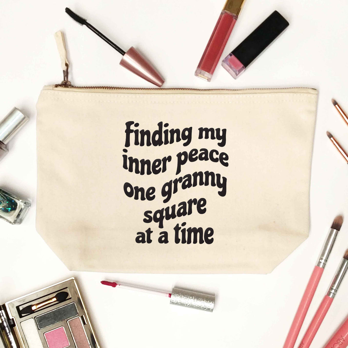Finding My Inner Peace One Granny Square at a Time natural makeup bag