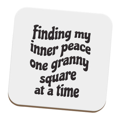 Finding My Inner Peace One Granny Square at a Time set of four coasters