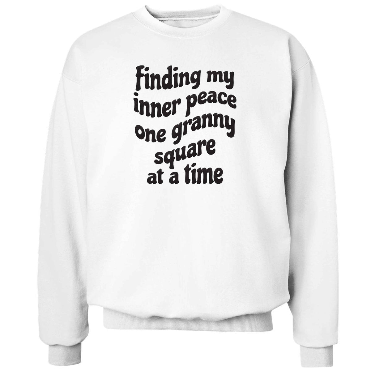 Finding My Inner Peace One Granny Square at a Time adult's unisex white sweater 2XL