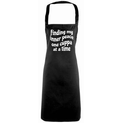 Finding My Inner Peace One Cuppa at a Time adults black apron