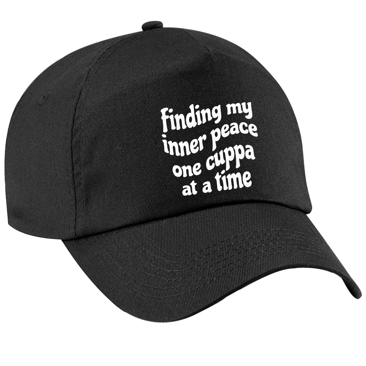 Finding My Inner Peace One Cuppa at a Time black peak cap