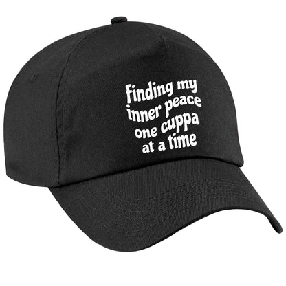 Finding My Inner Peace One Cuppa at a Time black peak cap