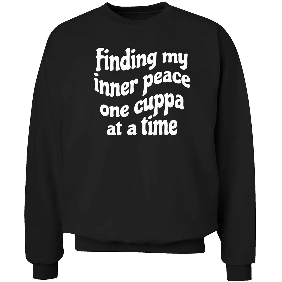 Finding My Inner Peace One Cuppa at a Time adult's unisex black sweater 2XL