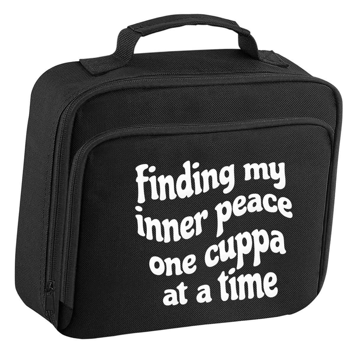 Finding My Inner Peace One Cuppa at a Time insulated black lunch bag cooler