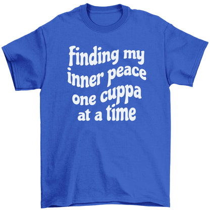 Finding My Inner Peace One Cuppa at a Time Children's blue Tshirt 12-13 Years