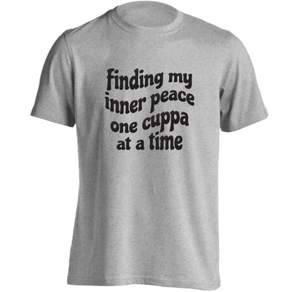 Finding My Inner Peace One Cuppa at a Time adults unisex grey Tshirt 2XL