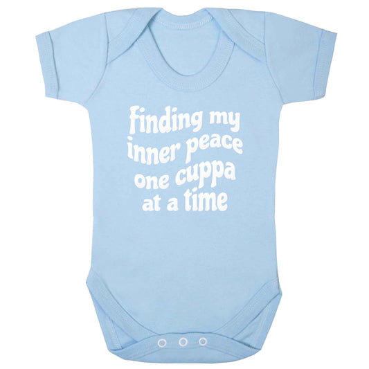 Finding My Inner Peace One Cuppa at a Time baby bodysuit pale blue 18-24 months