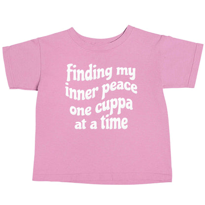 Finding My Inner Peace One Cuppa at a Time light pink baby toddler Tshirt 2 Years
