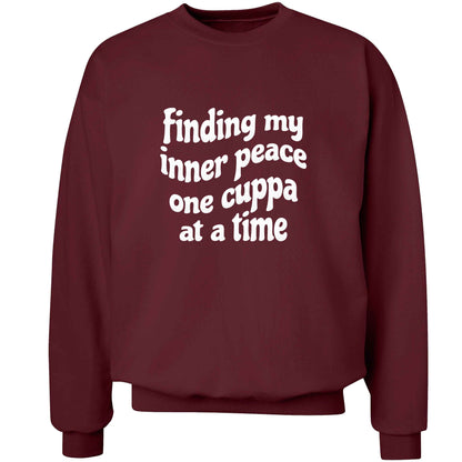 Finding My Inner Peace One Cuppa at a Time adult's unisex maroon sweater 2XL