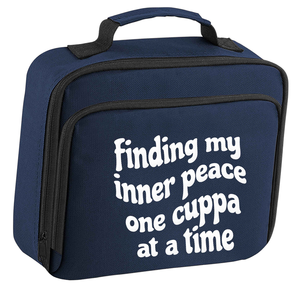 Finding My Inner Peace One Cuppa at a Time insulated navy lunch bag cooler