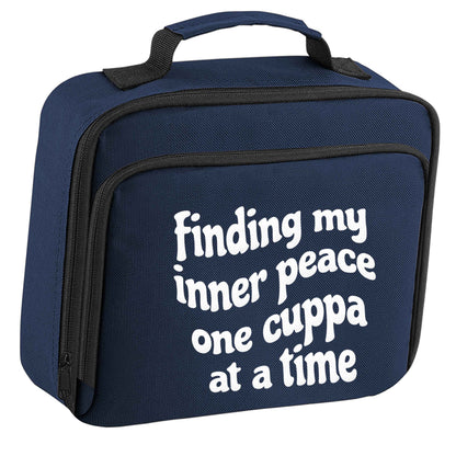 Finding My Inner Peace One Cuppa at a Time insulated navy lunch bag cooler