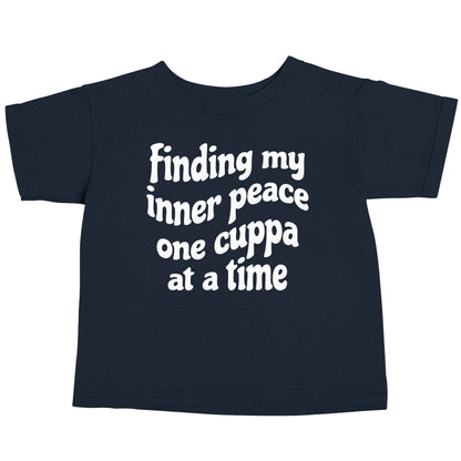 Finding My Inner Peace One Cuppa at a Time navy baby toddler Tshirt 2 Years