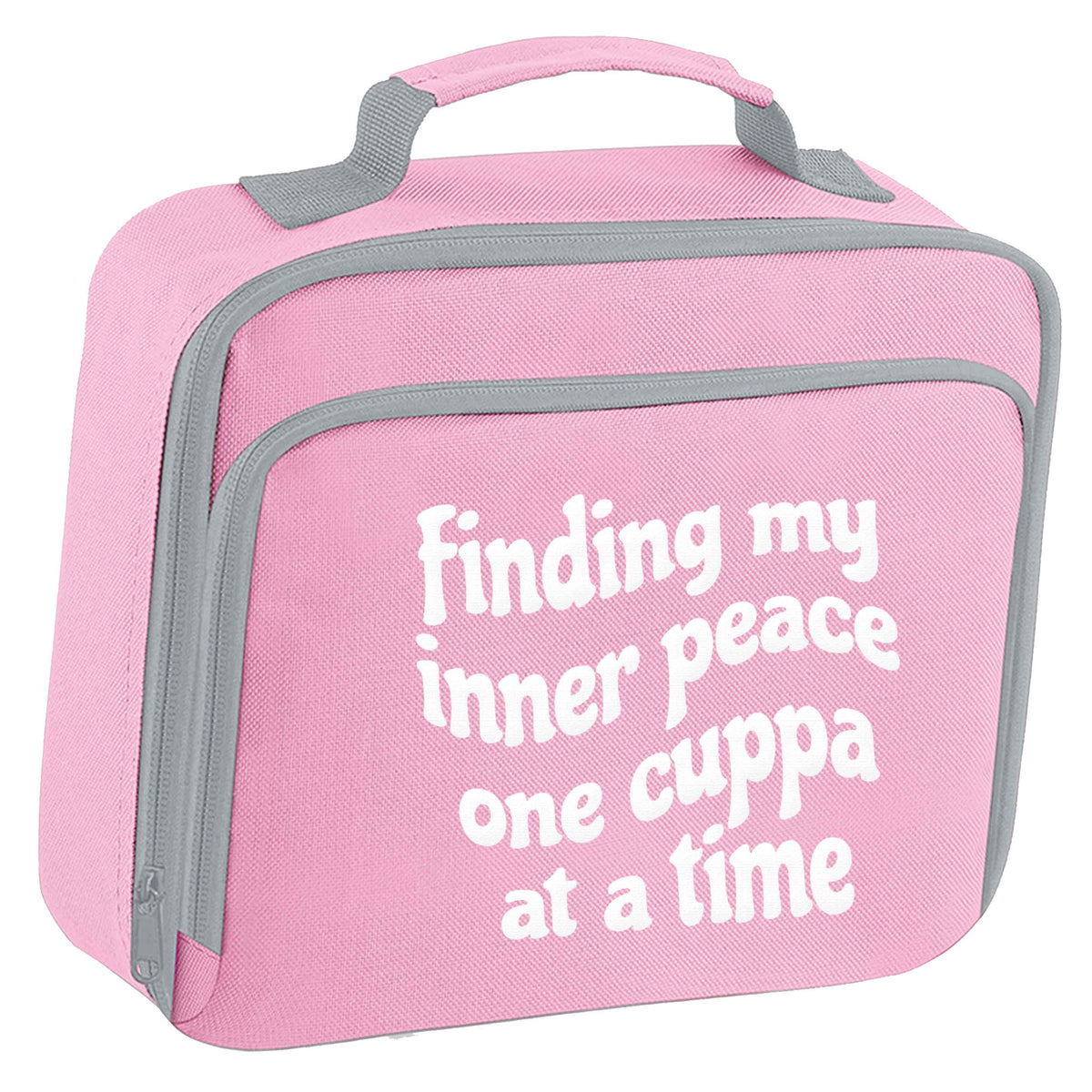 Finding My Inner Peace One Cuppa at a Time insulated pink lunch bag cooler