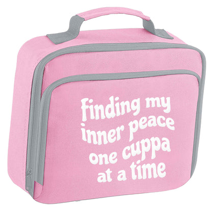 Finding My Inner Peace One Cuppa at a Time insulated pink lunch bag cooler