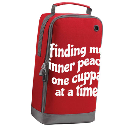 Finding My Inner Peace One Cuppa at a Time red sports shoe bag horizontal print