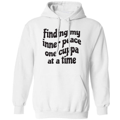 Finding My Inner Peace One Cuppa at a Time adults unisex white hoodie 2XL
