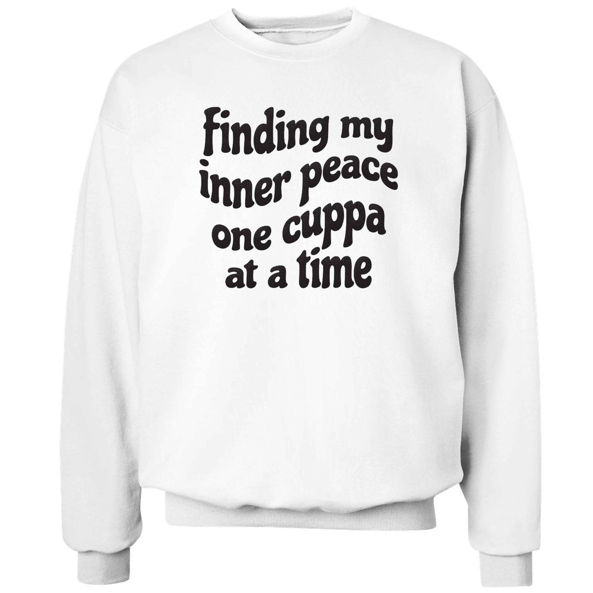 Finding My Inner Peace One Cuppa at a Time adult's unisex white sweater 2XL