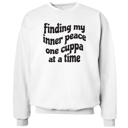 Finding My Inner Peace One Cuppa at a Time adult's unisex white sweater 2XL